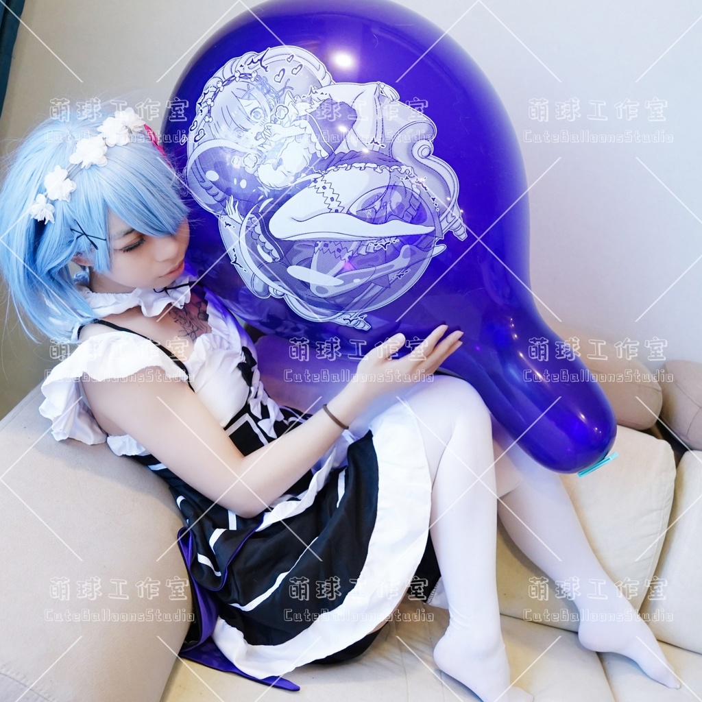 【現物】レムと風船を見つけて遊ぶ(白インキ、反転印刷)