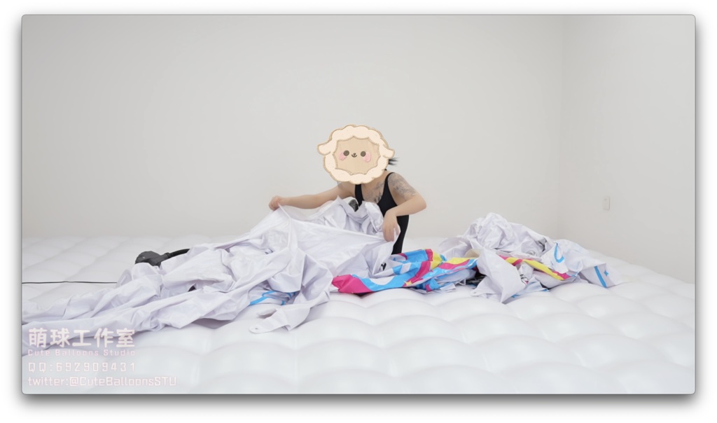 【カスタム】水着でパンクさせる巨大膨張式ユニコーン×2(動画)