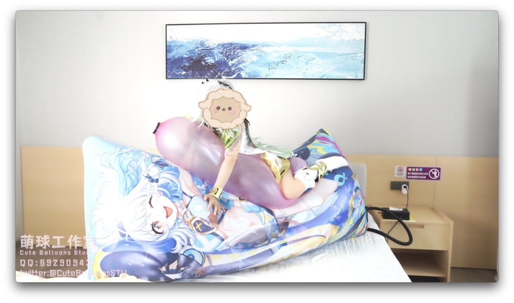 小草神が膨張式抱き枕の上で口でC32Lを限界まで吹く