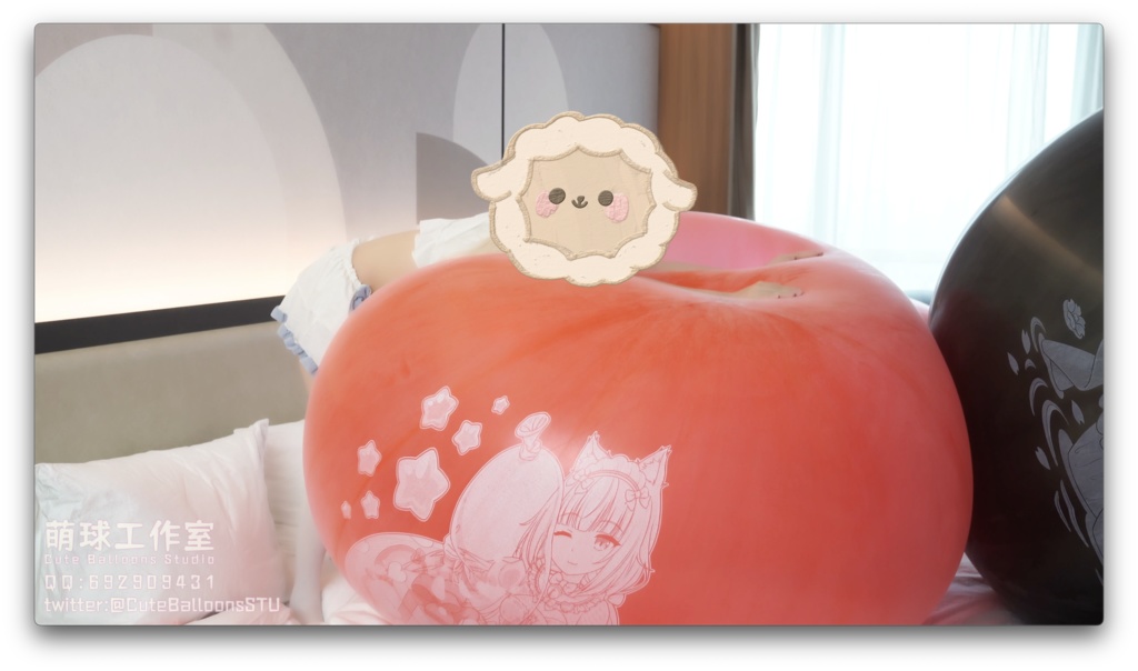 悠香スク水で72インチの巨大気象バルーンを膨らませて部屋を完全に埋め尽くす