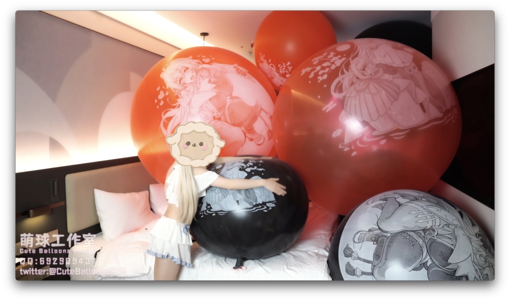 悠香スク水で72インチの巨大気象バルーンを膨らませて部屋を完全に埋め尽くす