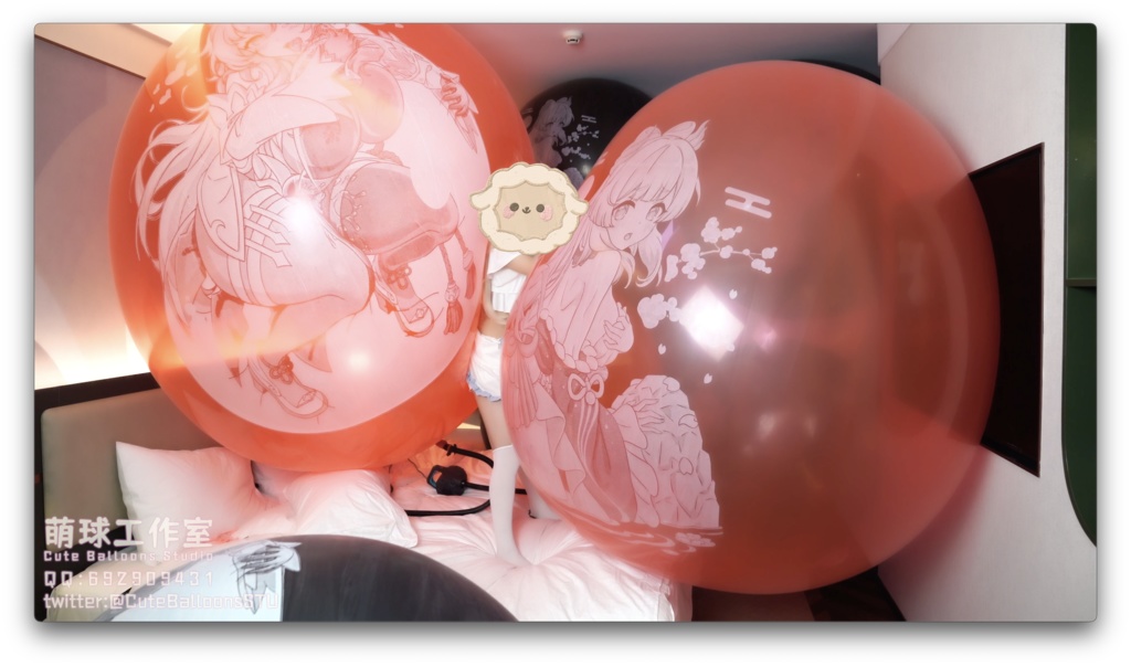 悠香スク水で72インチの巨大気象バルーンを膨らませて部屋を完全に埋め尽くす