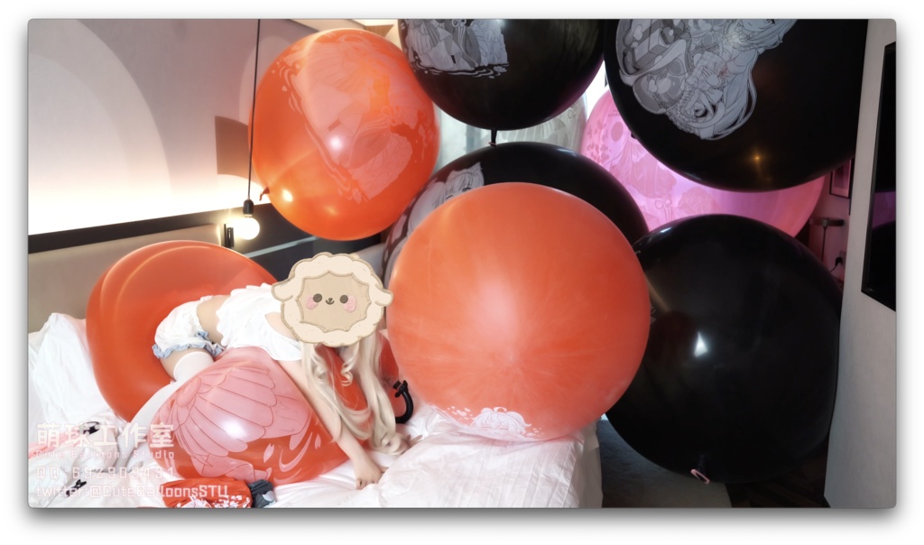 悠香スク水で72インチの巨大気象バルーンを膨らませて部屋を完全に埋め尽くす