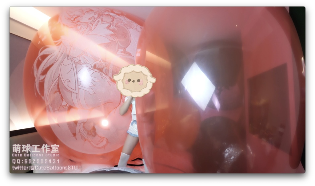 悠香スク水で72インチの巨大気象バルーンを膨らませて部屋を完全に埋め尽くす