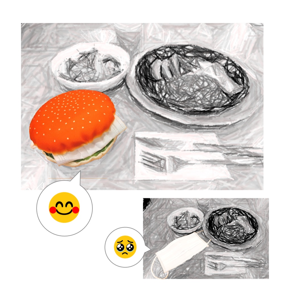 マスクケース マスク マスクホルダー マスクポーチ ハンバーガー