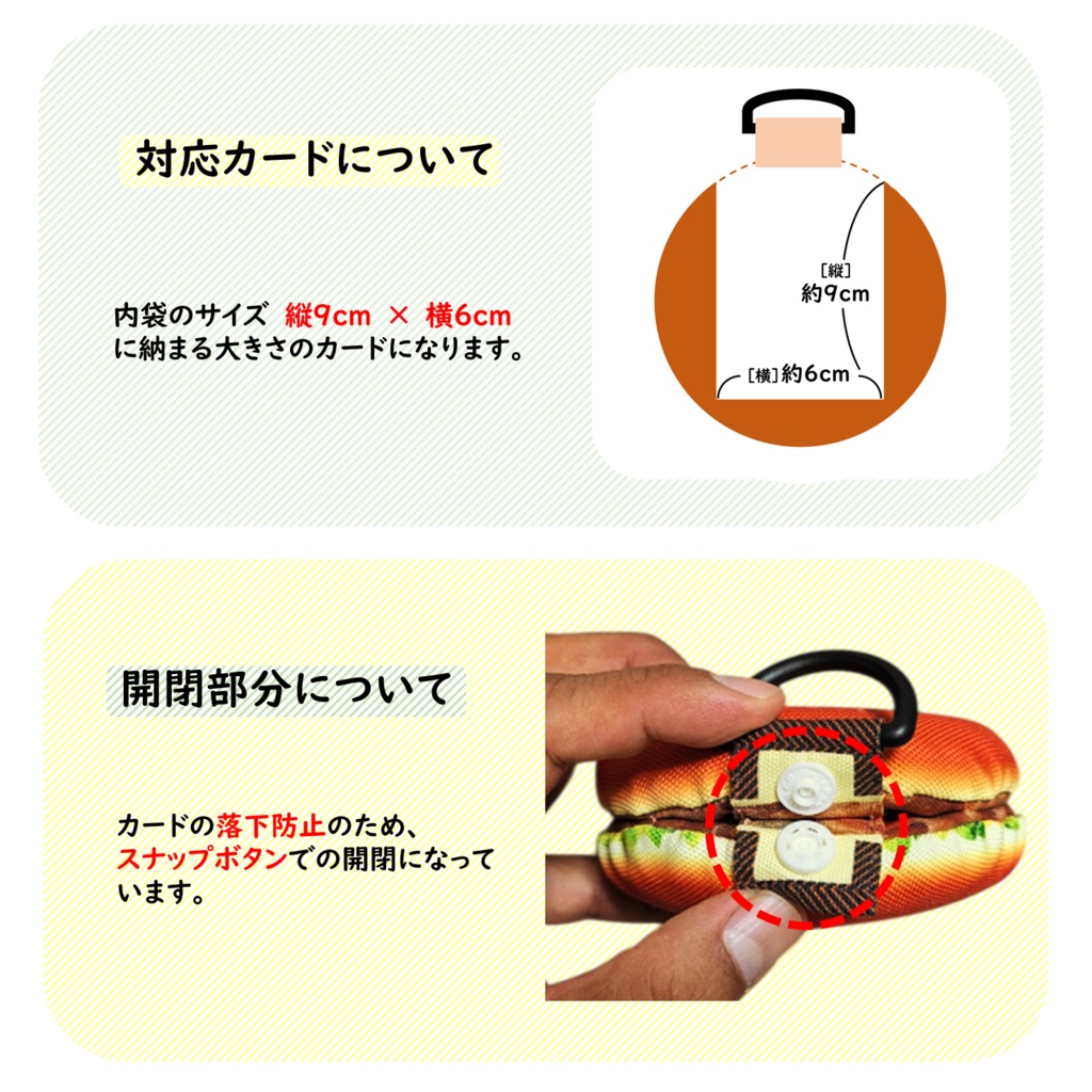 パスケース カードケース 定期入れ ハンバーガー ノーマル(よだれ無し)