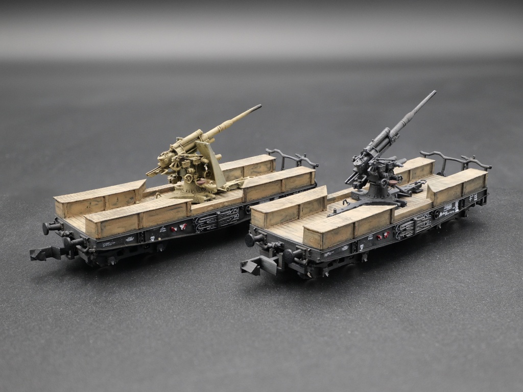 1/144 ドイツ軍 鉄道搭載型対空砲 88mm Flak 37 SSys Nゲージ 走行可(非自走)