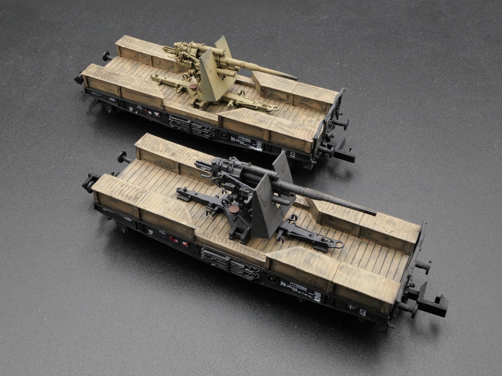 1/144 ドイツ軍 鉄道搭載型対空砲 88mm Flak 37 SSys Nゲージ 走行可(非自走)