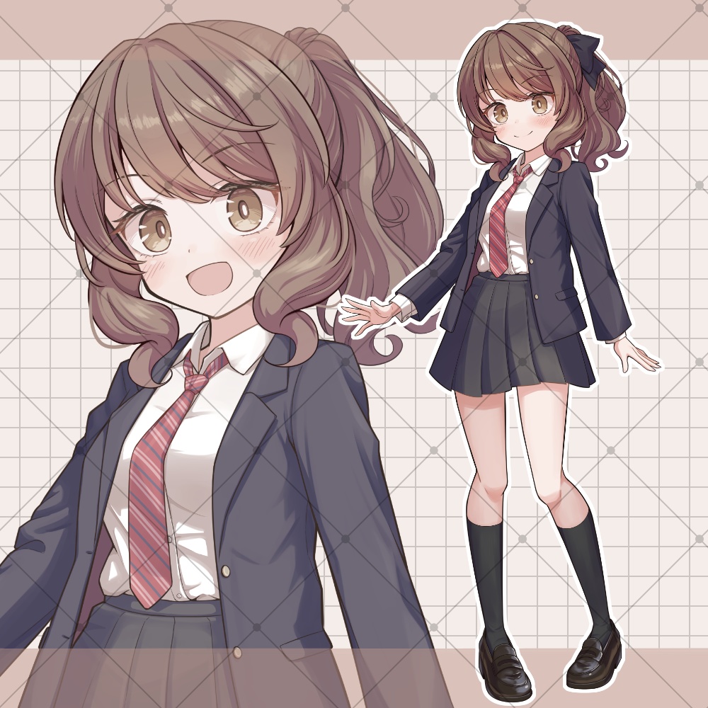 女子高生立ち絵【表情差分14種 / psd組み換えパーツ23種】