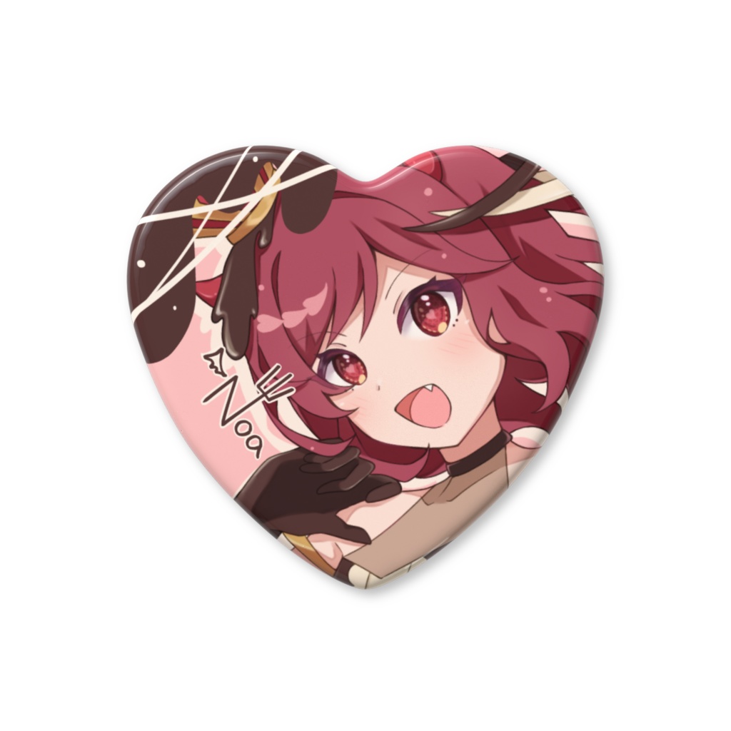 チョコがけハート缶バッジ　ノアver.