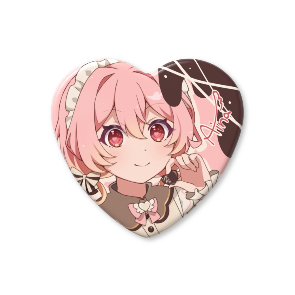 チョコがけハート缶バッジ　アイナver.