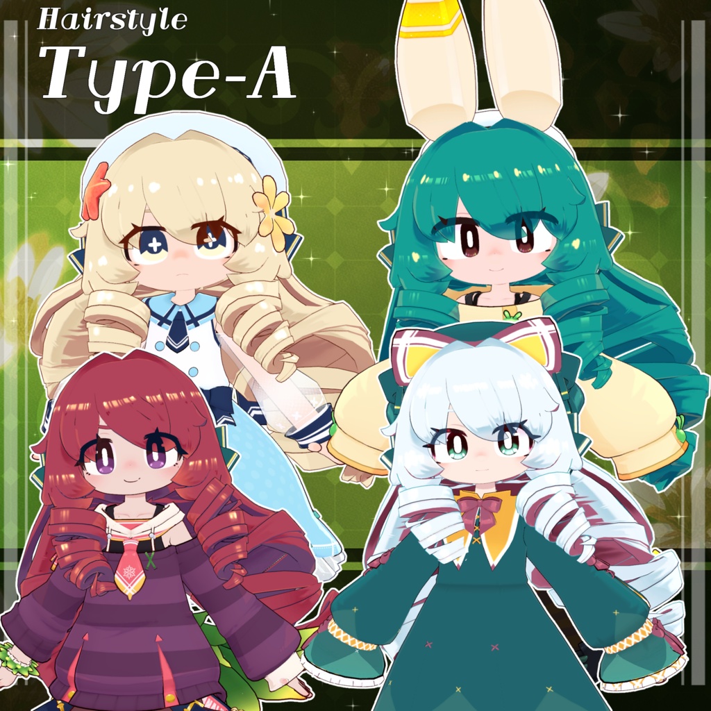 【4アバター対応】ネコカモ・タブンソーネ髪型セット【髪型】