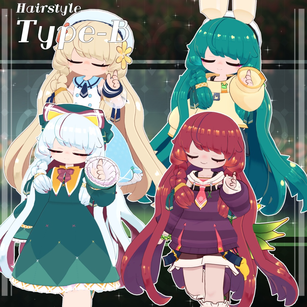 【4アバター対応】ネコカモ・タブンソーネ髪型セット【髪型】