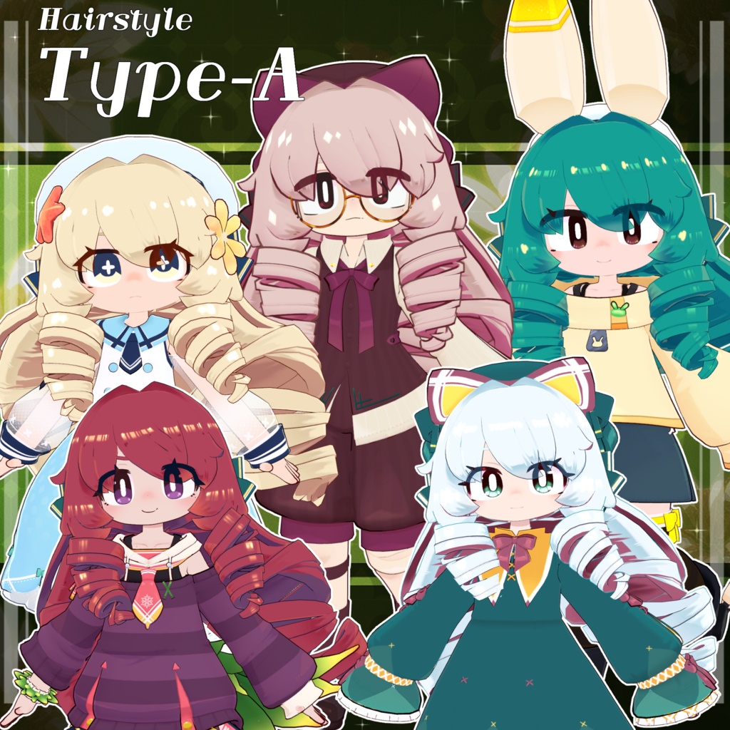 【5アバター対応】ネコカモ・タブンソーネ髪型セット【髪型】