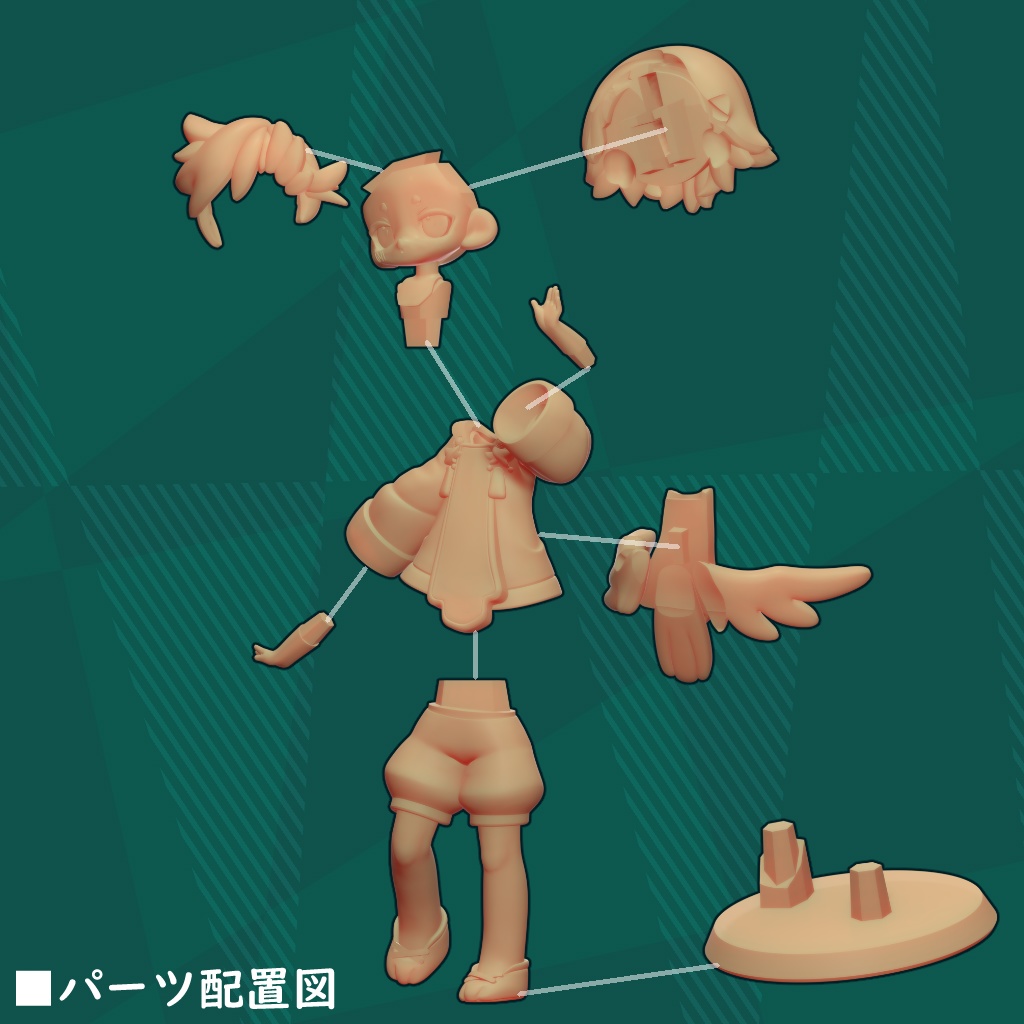 まめふれんず3Dプリントレジンフィギュア【ウズルハ】