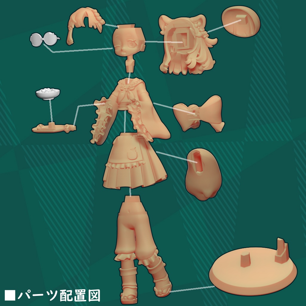 まめふれんず3Dプリントレジンフィギュア【みつまめ】