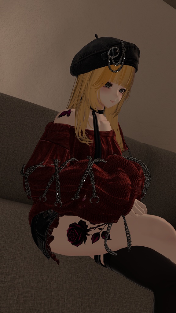 【VRchat向け】黒薔薇タトゥーデザインセット(全7色)Black Rose Tattoo / 透過PNG