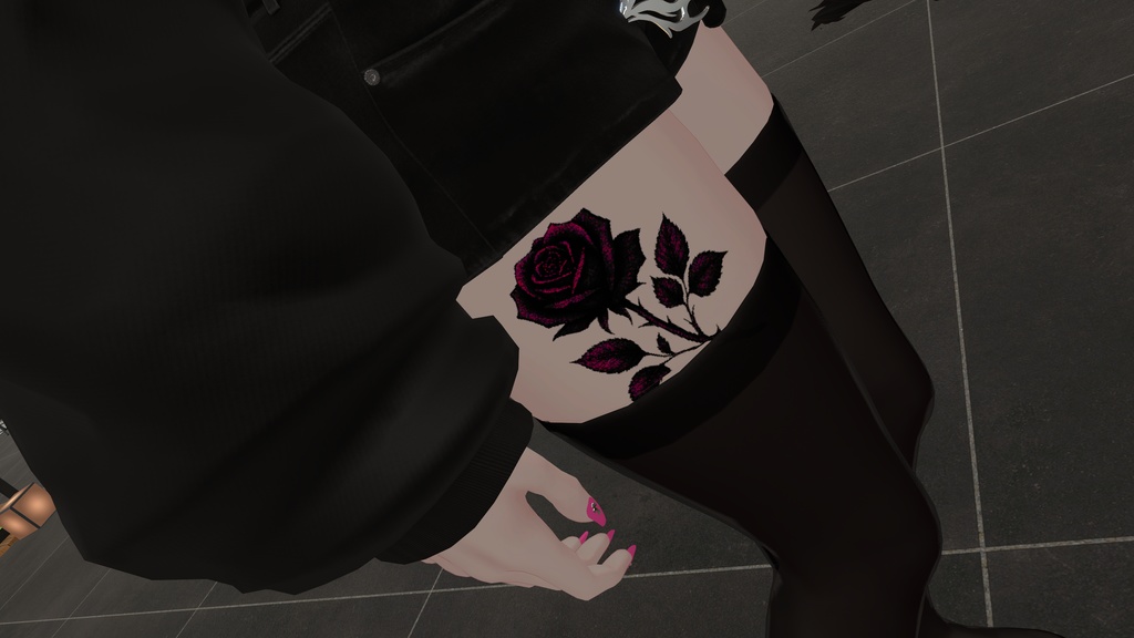 【VRchat向け】黒薔薇タトゥーデザインセット(全7色)Black Rose Tattoo / 透過PNG