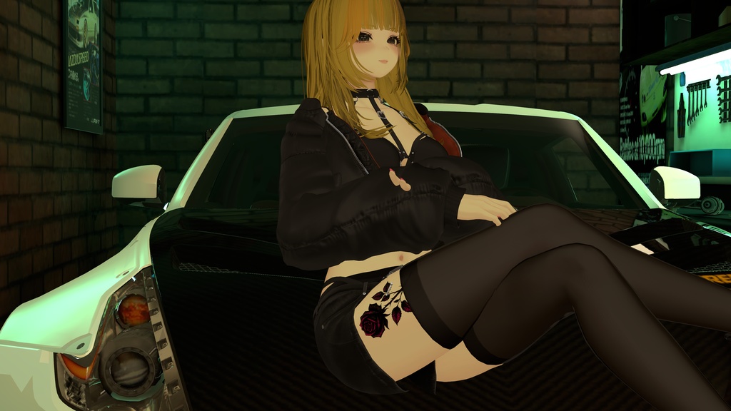 【VRchat向け】黒薔薇タトゥーデザインセット(全7色)Black Rose Tattoo / 透過PNG