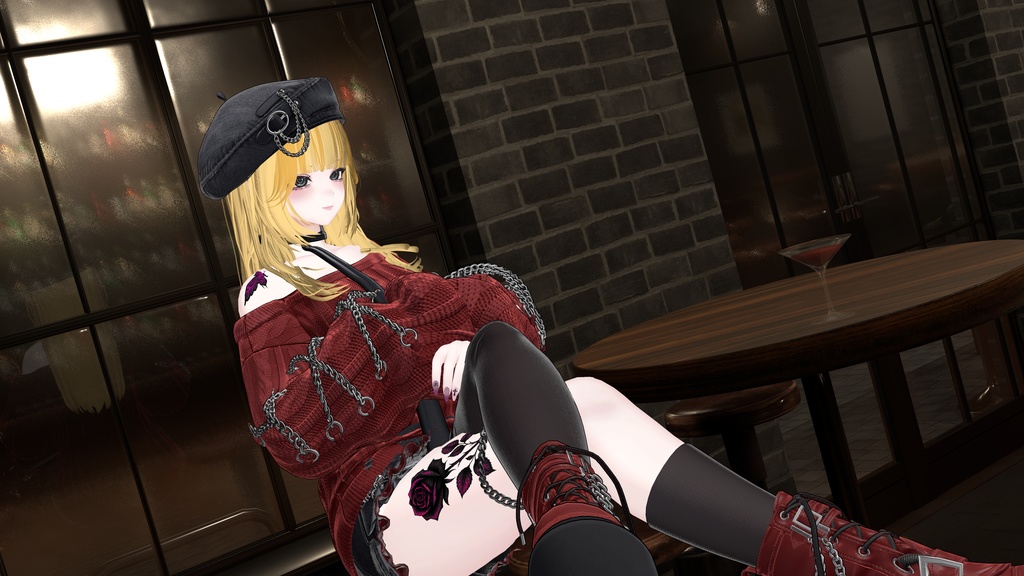 【VRchat向け】黒薔薇タトゥーデザインセット(全7色)Black Rose Tattoo / 透過PNG