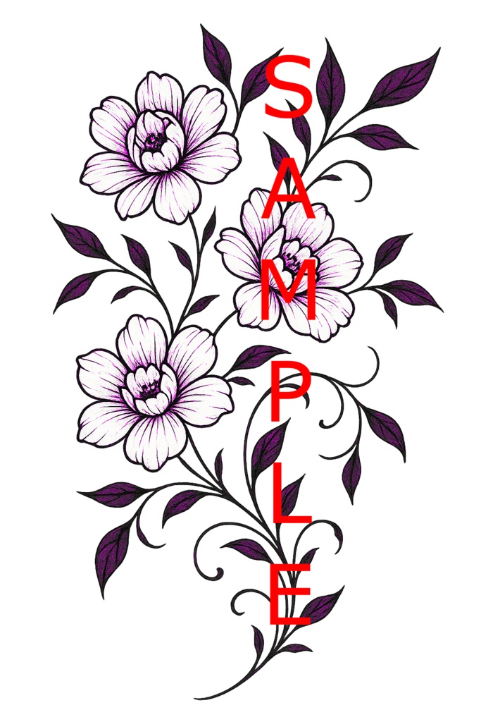 【VRchat向け】架空の花タトゥーデザインセット(全11色)Imaginary Flower Tattoo / 透過PNG