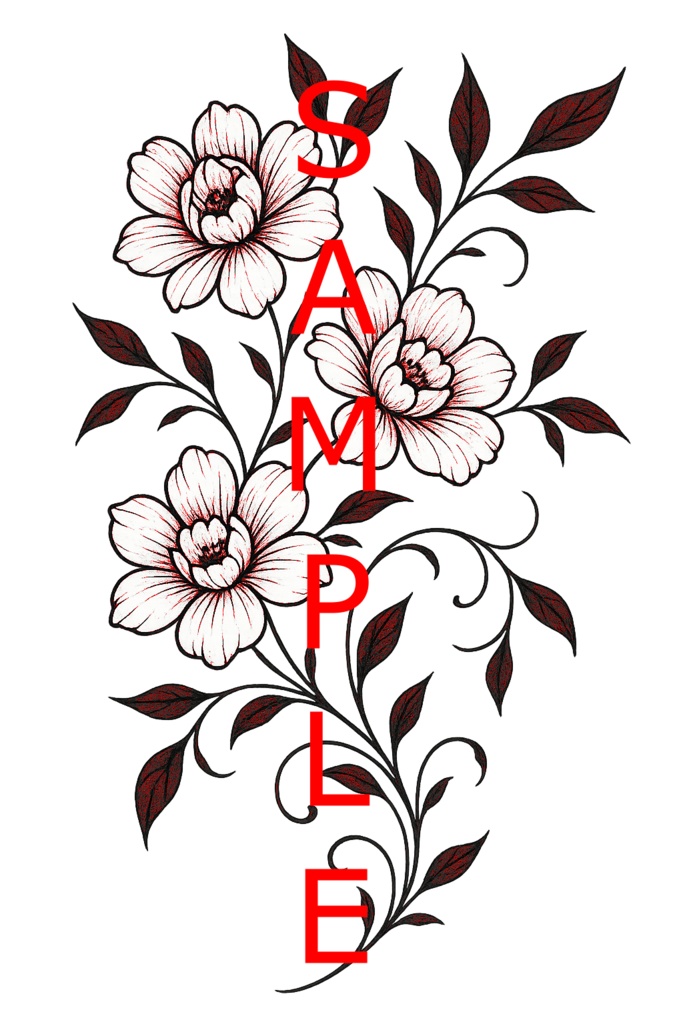 【VRchat向け】架空の花タトゥーデザインセット(全11色)Imaginary Flower Tattoo / 透過PNG