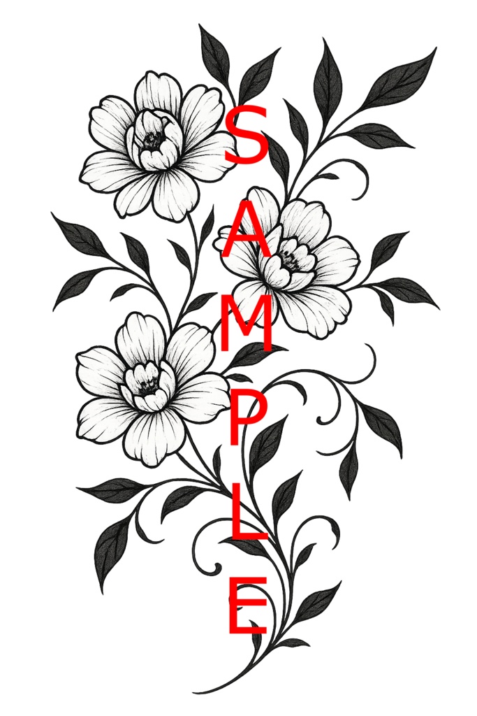 【VRchat向け】架空の花タトゥーデザインセット(全11色)Imaginary Flower Tattoo / 透過PNG