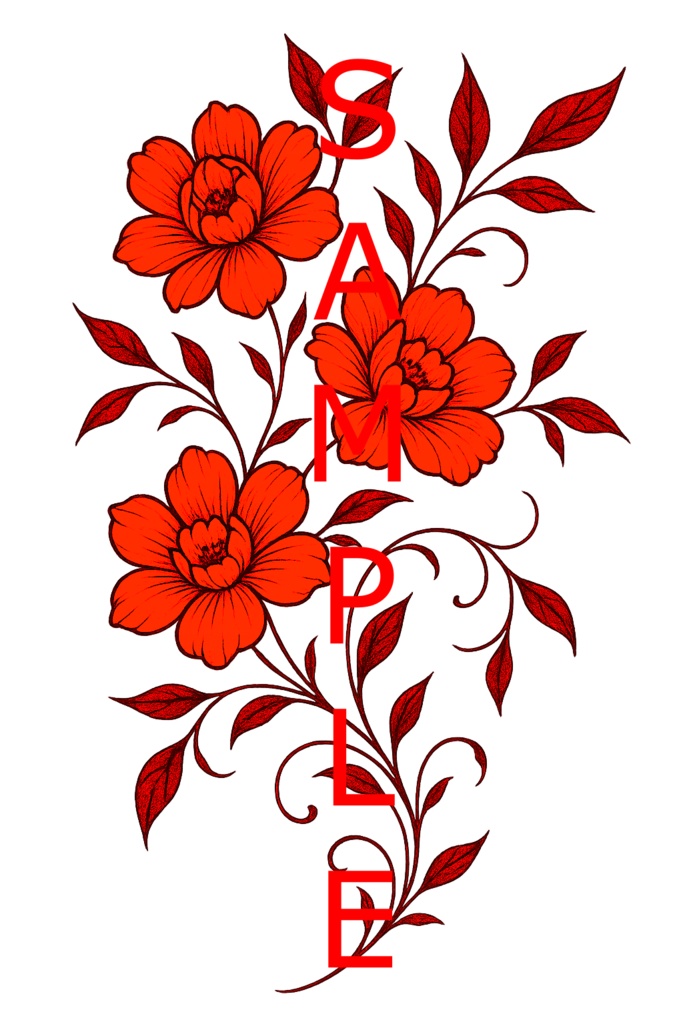 【VRchat向け】架空の花タトゥーデザインセット(全11色)Imaginary Flower Tattoo / 透過PNG