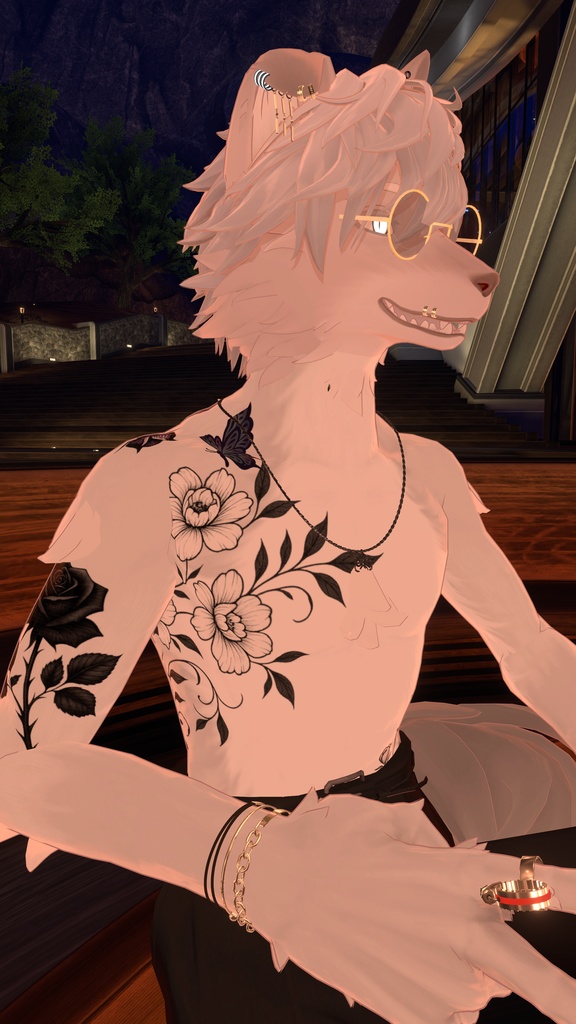 【VRchat向け】架空の花タトゥーデザインセット(全11色)Imaginary Flower Tattoo / 透過PNG