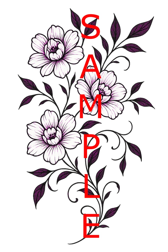 【VRchat向け】架空の花タトゥーデザインセット(全11色)Imaginary Flower Tattoo / 透過PNG