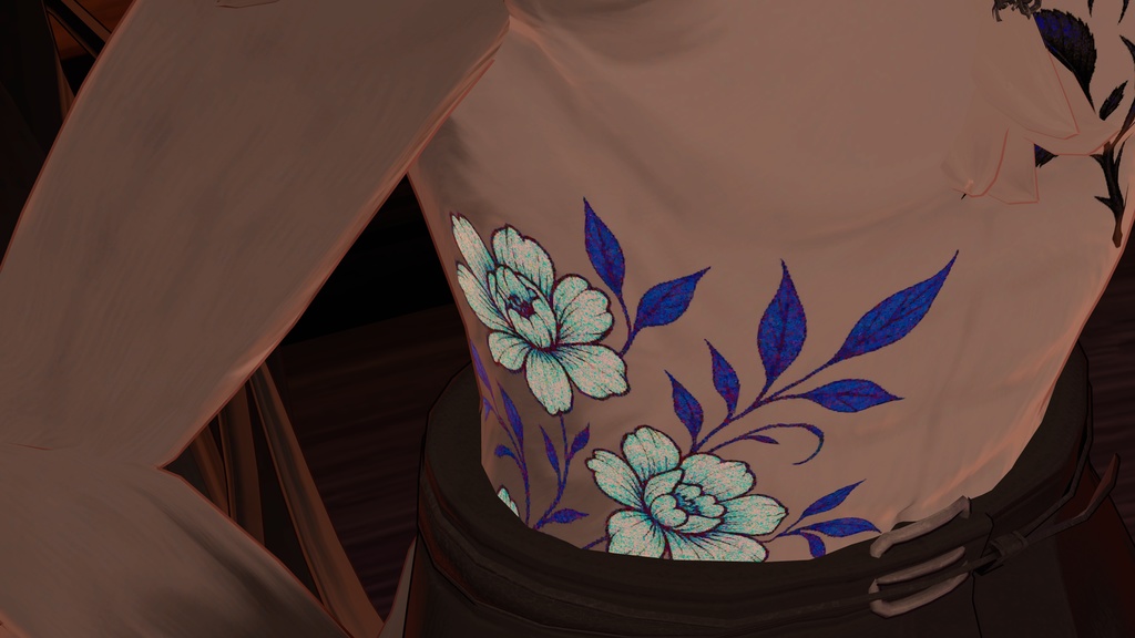 【VRchat向け】架空の花タトゥーデザインセット(全11色)Imaginary Flower Tattoo / 透過PNG