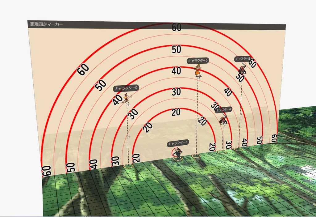 ダンジョンズ&ドラゴンズその他対応・ユドナリウム用空中距離測定マーカー