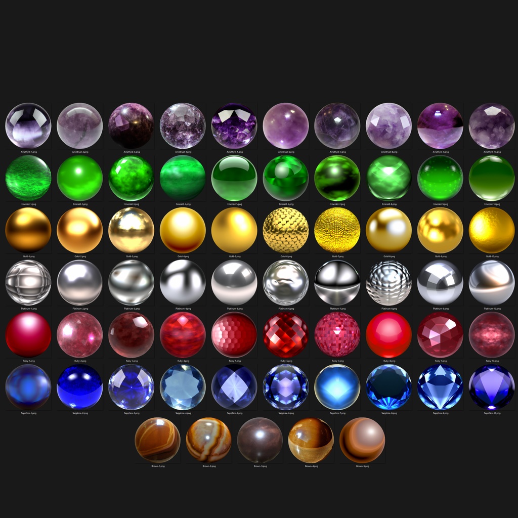 【素材・再配布可能】宝石・金属モチーフ MatCap