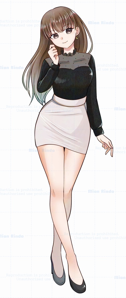 【無料版あり】立ち絵素材_綺麗目おねえさん_表情差分10種類