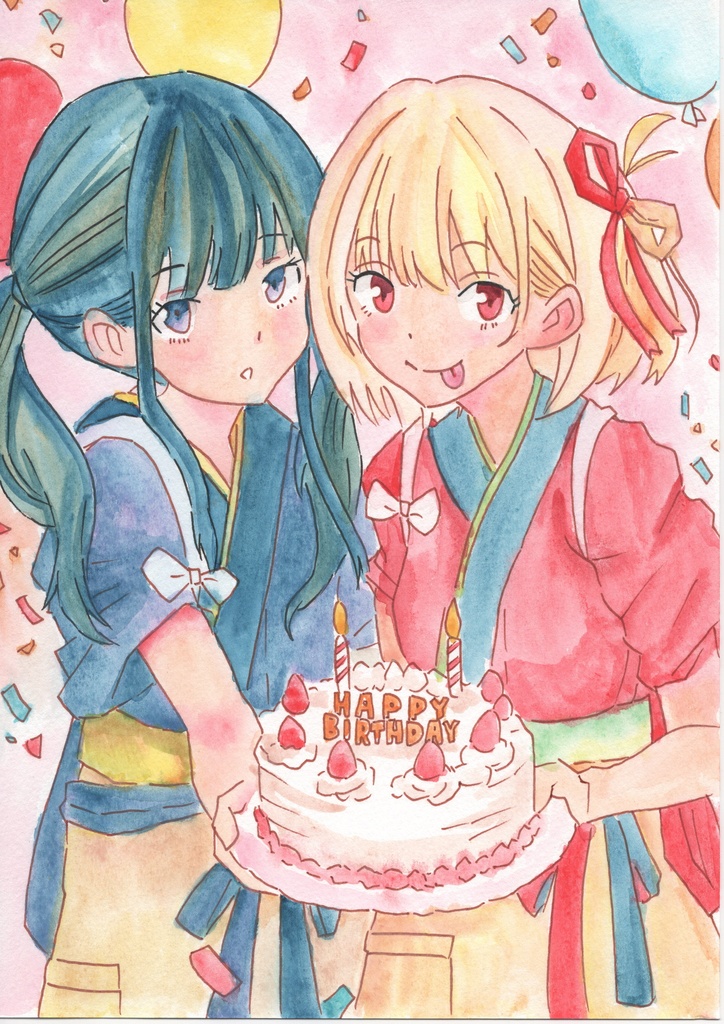 リクエスト窓口キャラクター2人 原画