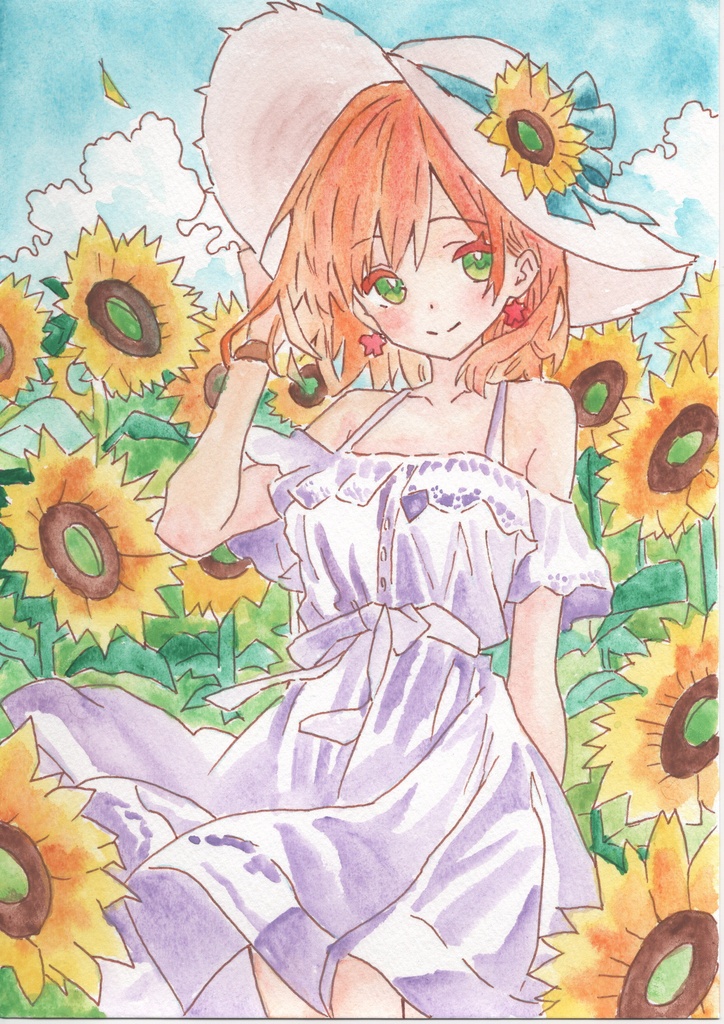 ひまわり　水彩バージョン　原画