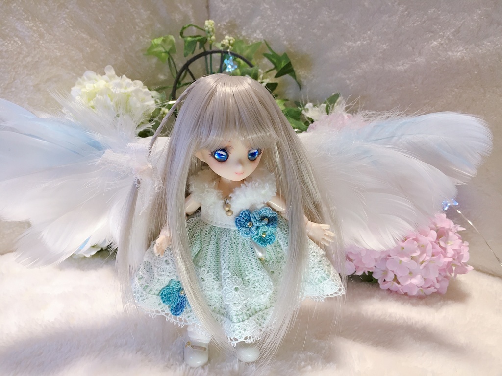ドール用　翼　スノーブルー