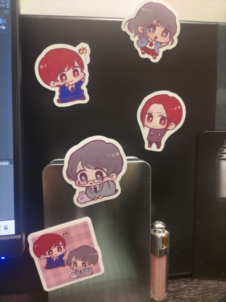 【一時創作】マグネットステッカー(ゆずりつ/今あい)【創作BL、創作百合】