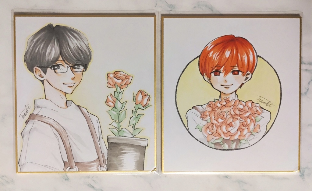 【一時創作】手描き色紙