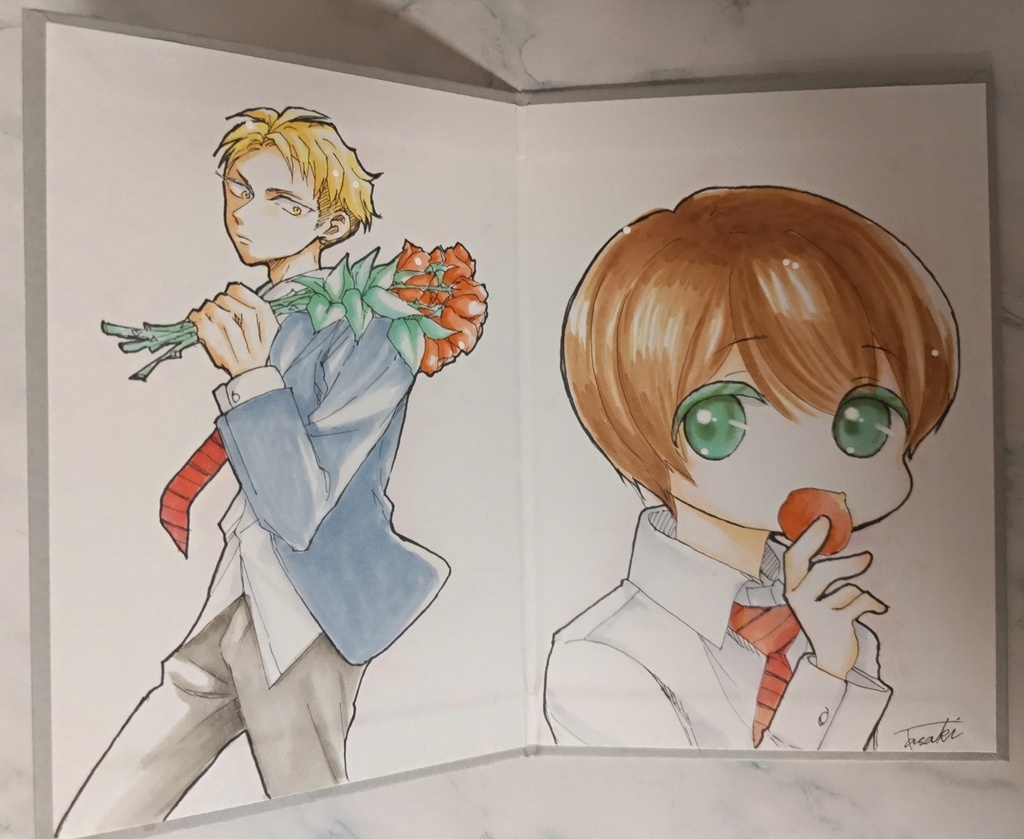 【一時創作】手描き色紙