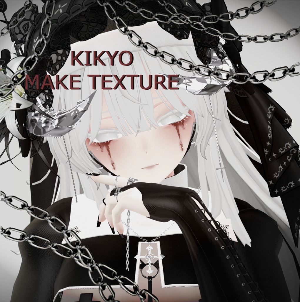 『Kikyo, 桔梗』 血の涙メイクテクスチャ, Bloody Tears Make-Up Texture