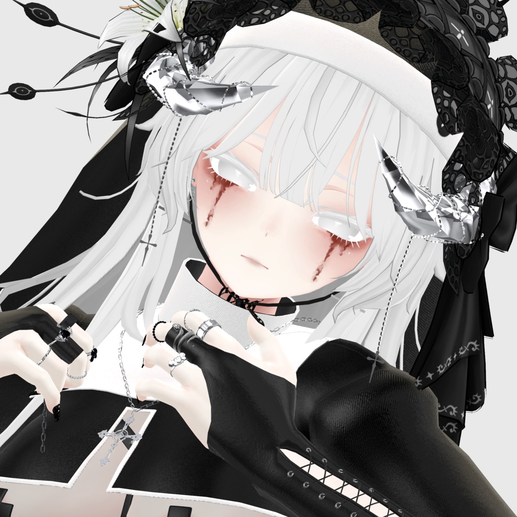 『Kikyo, 桔梗』 血の涙メイクテクスチャ, Bloody Tears Make-Up Texture