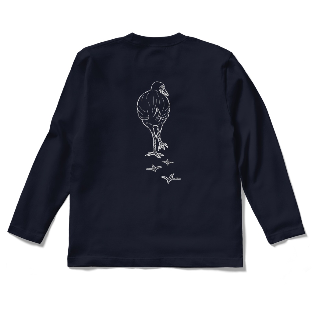 ヤンバルクイナ ロングTシャツ 両面プリント(ネイビー)