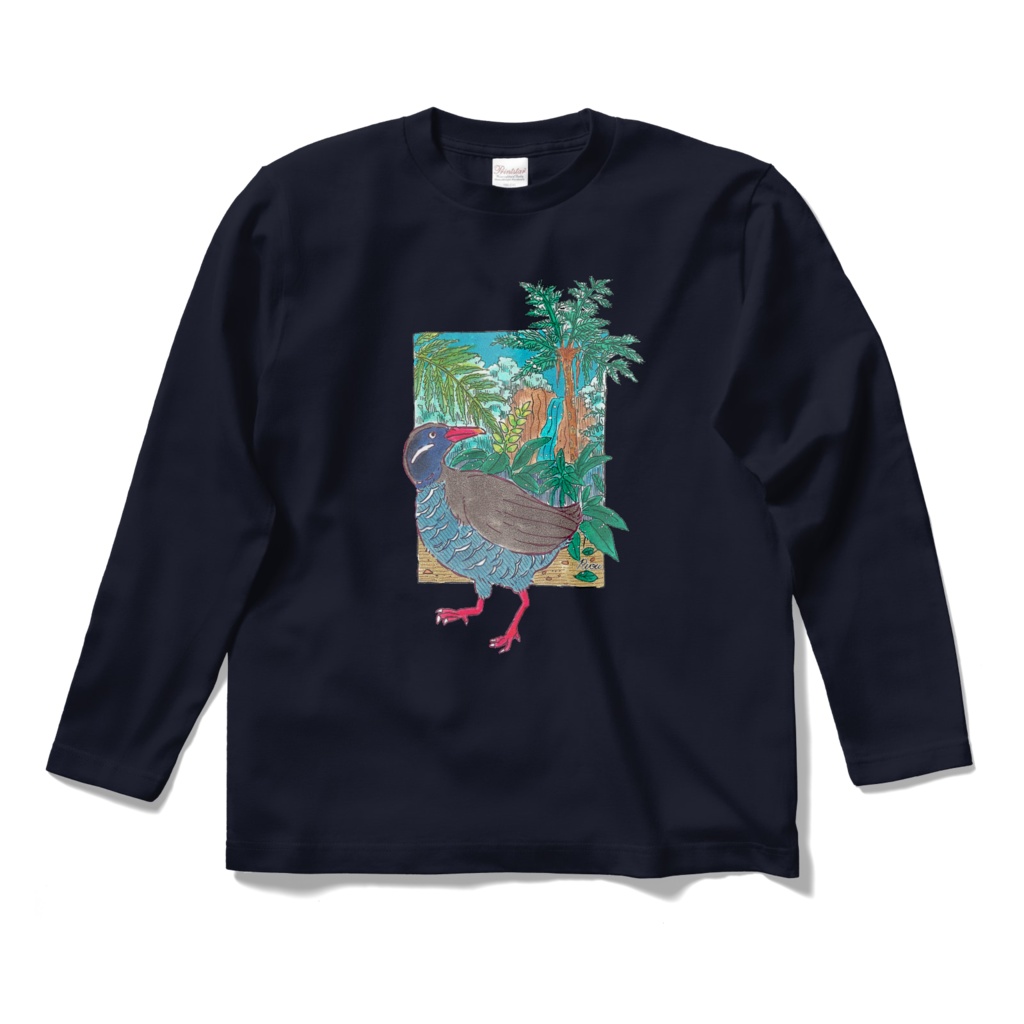 ヤンバルクイナ ロングTシャツ 両面プリント(ネイビー)