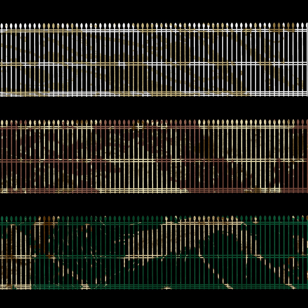 【透過素材】いろんな色の柵10種類 / 装飾素材 / CoC