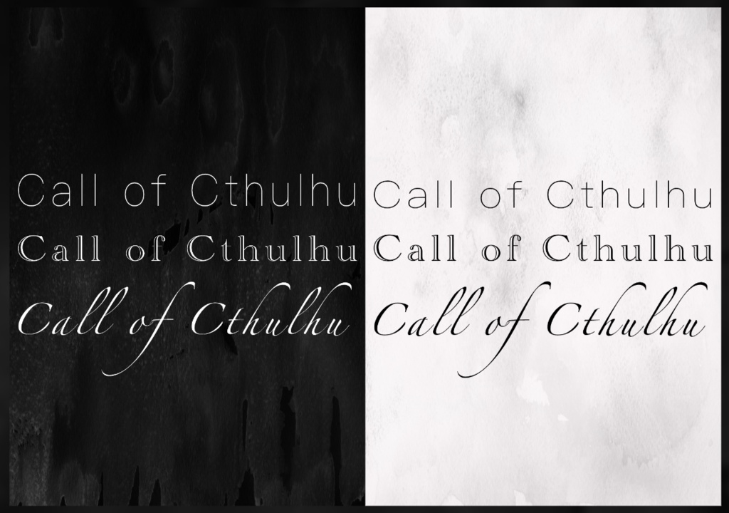 【透過素材】Call of Cthulhu 文字 36種 白&黒 / 装飾素材 / CoC