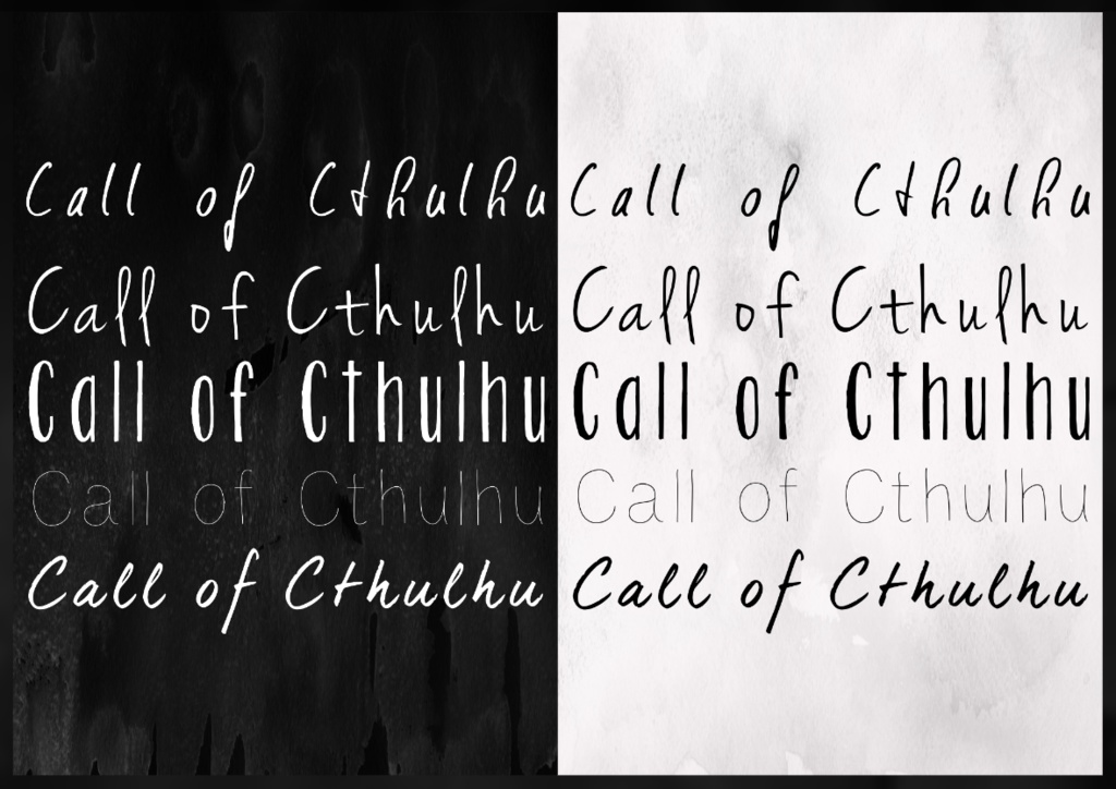 【透過素材】Call of Cthulhu 文字 36種 白&黒 / 装飾素材 / CoC