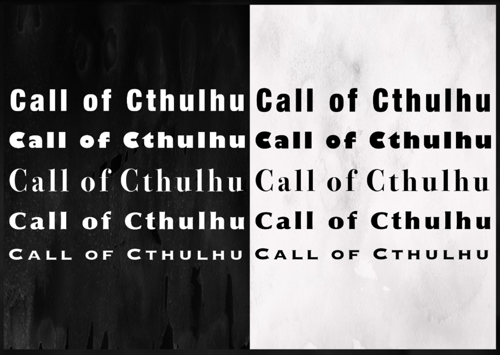 【透過素材】Call of Cthulhu 文字 36種 白&黒 / 装飾素材 / CoC