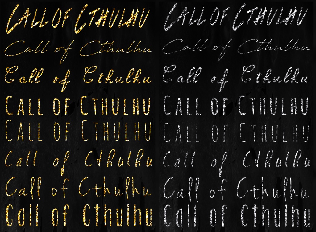 【透過素材】Call of Cthulhu 文字 54種 キラキラセット(金&銀&紫) / 装飾素材 / CoC