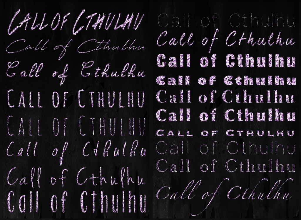 【透過素材】Call of Cthulhu 文字 54種 キラキラセット(金&銀&紫) / 装飾素材 / CoC